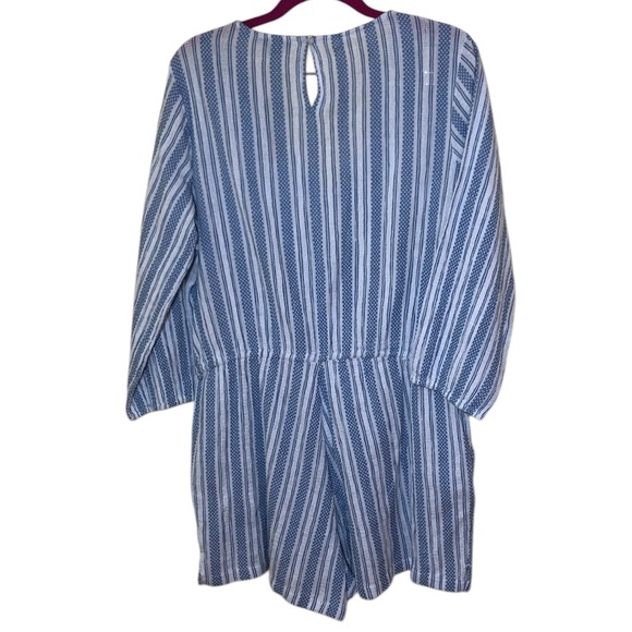J. Crew Romper short Cotton Blue White Stripe Vacation Beach size L - Picture 2 of 11